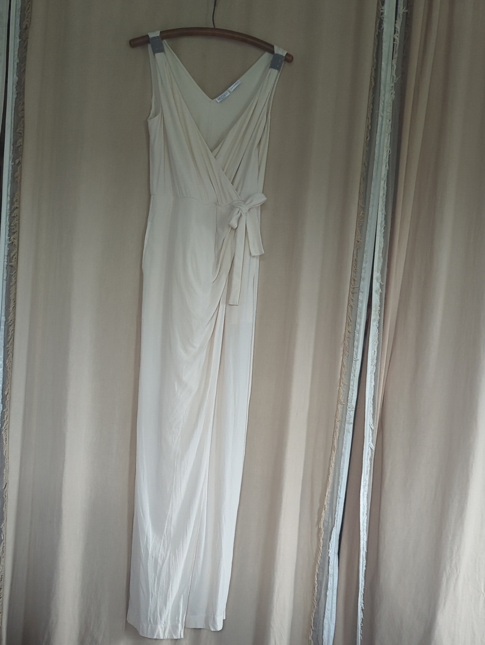 Brunello Cucinelli Vanilla Silk Crepe Sleeveless Faux-Wrap Jumpsuit - Picture 4 of 13